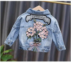 Kids Denim Jackets for Girls Baby New Flower Embroidery Coats Fashion - Astra Wear astrawear.ca
