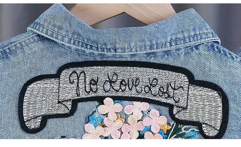 Kids Denim Jackets for Girls Baby New Flower Embroidery Coats Fashion - Astra Wear astrawear.ca