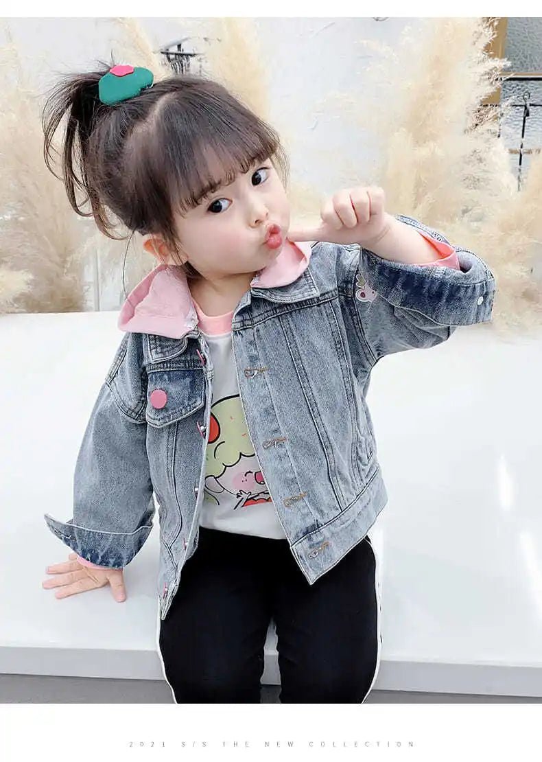 Kids Denim Jackets for Girls Baby New Flower Embroidery Coats Fashion - Astra Wear astrawear.ca
