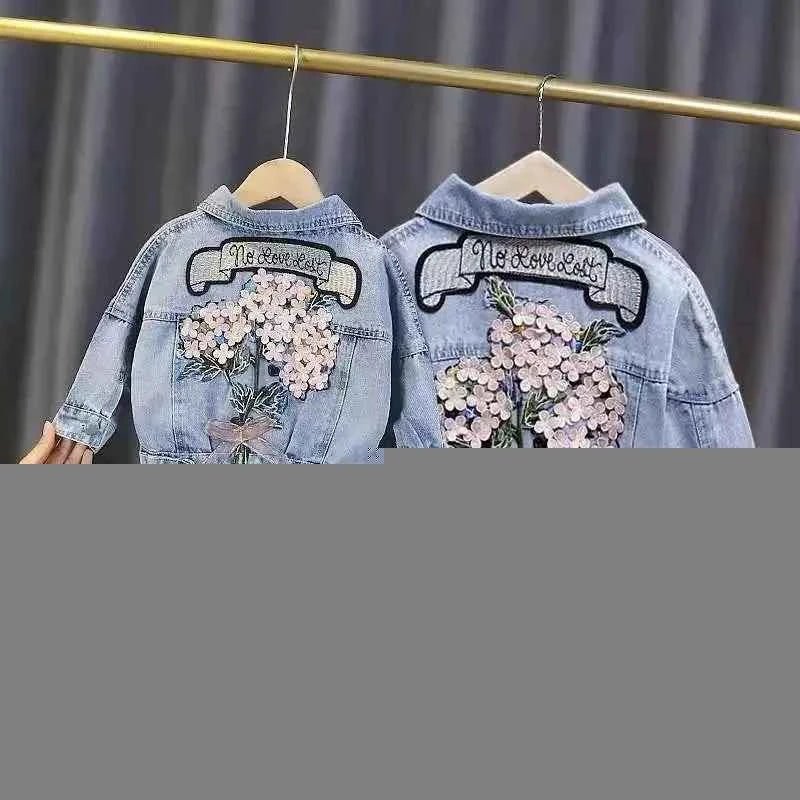 Kids Denim Jackets for Girls Baby New Flower Embroidery Coats Fashion - Astra Wear astrawear.ca
