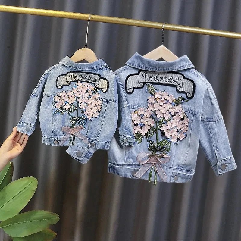 Kids Denim Jackets for Girls Baby New Flower Embroidery Coats Fashion - Astra Wear astrawear.ca