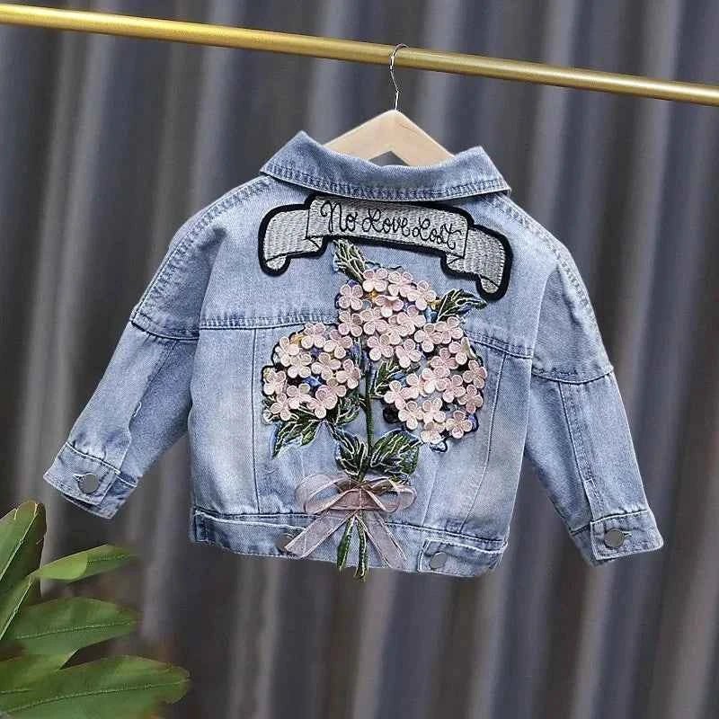 Kids Denim Jackets for Girls Baby New Flower Embroidery Coats Fashion - Astra Wear astrawear.ca