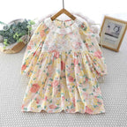 Kids Dresses for Girls Casual Lace-Trimmed Crewneck Long Sleeve Dress - Astra Wear astrawear.ca