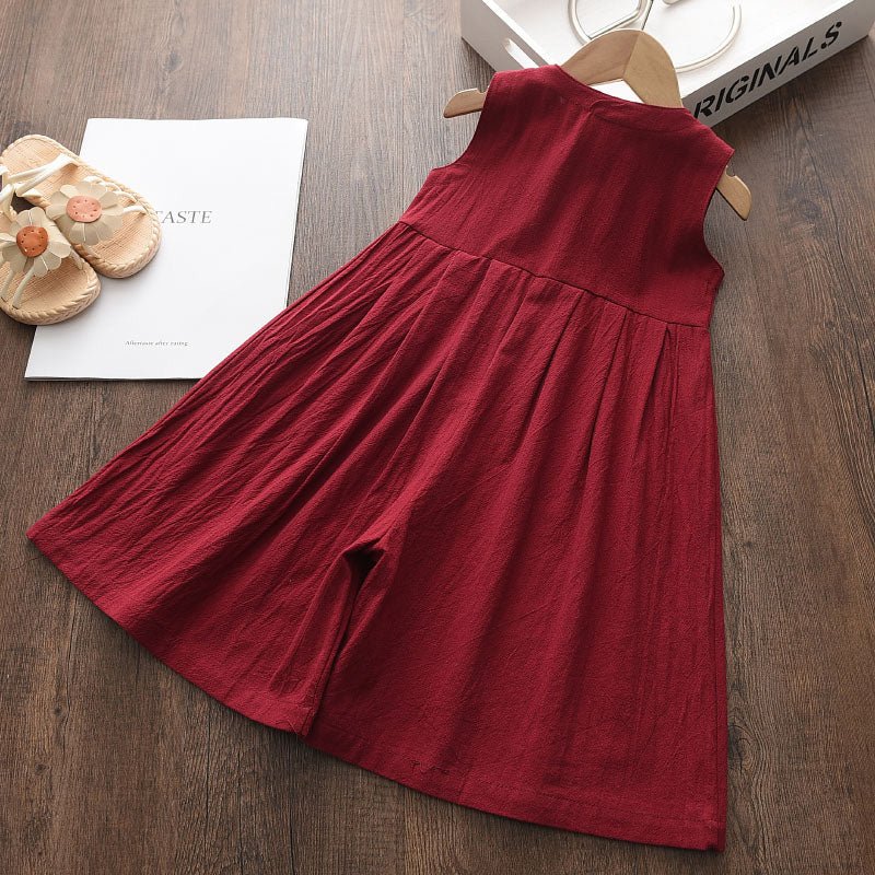 Kids Girls Jumpsuits 2023 New Fashion Girl Baby Casual Bodysuits Children Solid Costumes Sleeveless Clothing 3-7Y - Astra Wear astrawear.ca