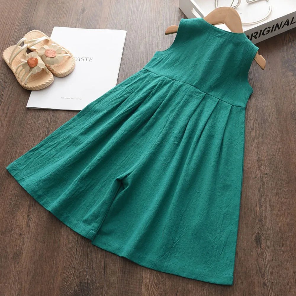 Kids Girls Jumpsuits 2023 New Fashion Girl Baby Casual Bodysuits Children Solid Costumes Sleeveless Clothing 3-7Y - Astra Wear astrawear.ca