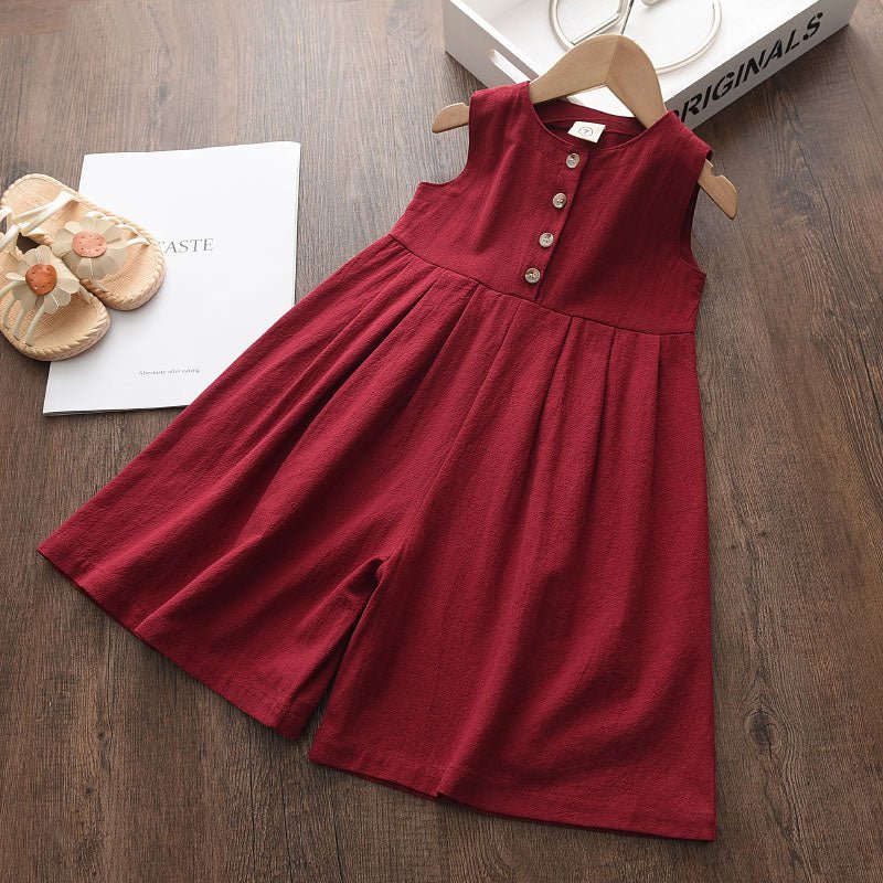 Kids Girls Jumpsuits 2023 New Fashion Girl Baby Casual Bodysuits Children Solid Costumes Sleeveless Clothing 3-7Y - Astra Wear astrawear.ca