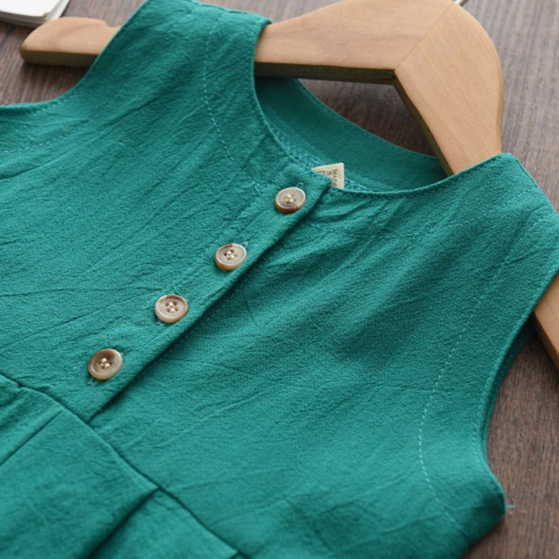 Kids Girls Jumpsuits 2023 New Fashion Girl Baby Casual Bodysuits Children Solid Costumes Sleeveless Clothing 3-7Y - Astra Wear astrawear.ca
