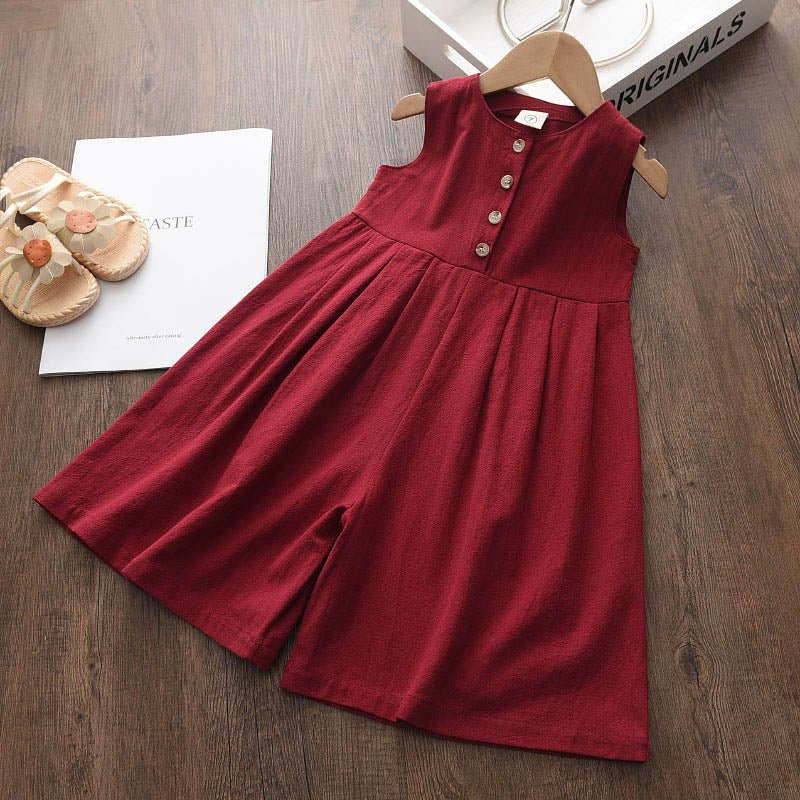 Kids Girls Jumpsuits 2023 New Fashion Girl Baby Casual Bodysuits Children Solid Costumes Sleeveless Clothing 3-7Y - Astra Wear astrawear.ca