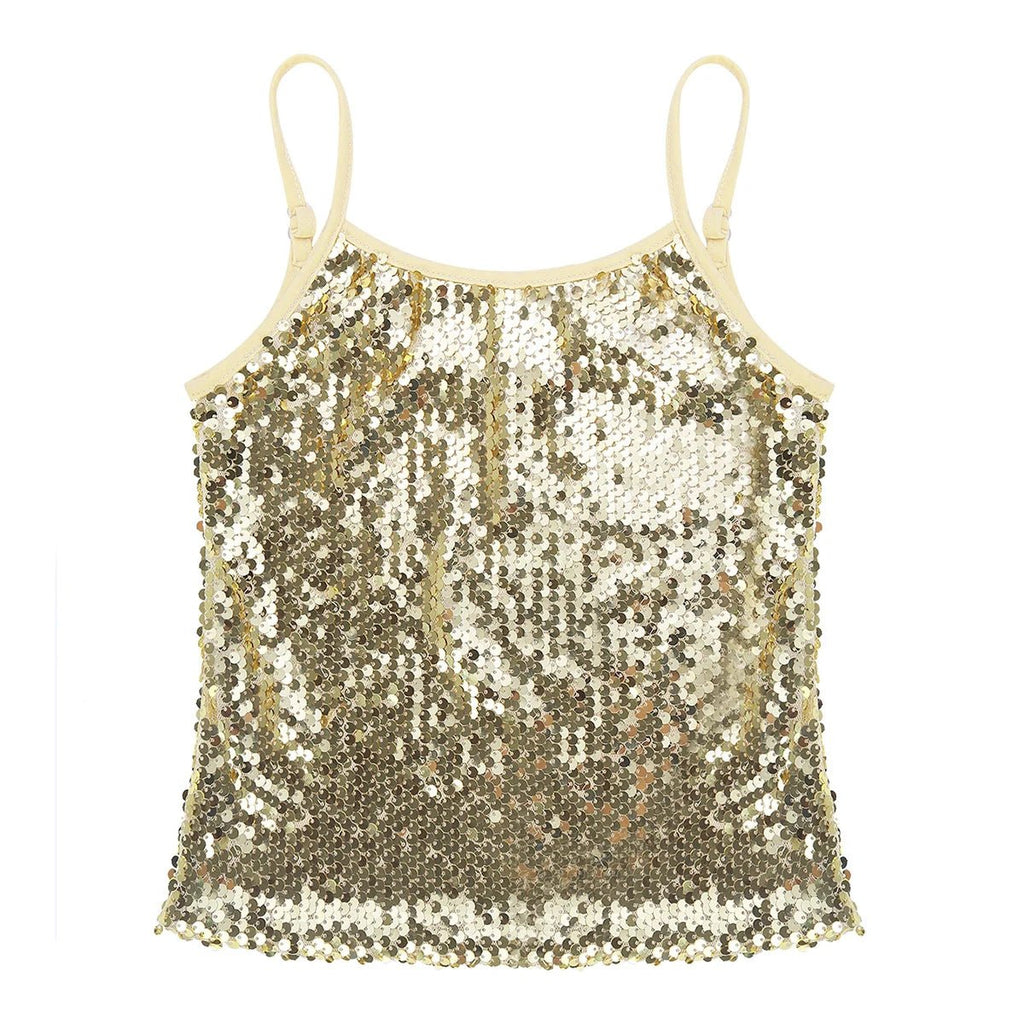 Kids Girls Shiny Sequined Tops Vest Jazz Dance Camisole Tanks Top for Ballet Dancing Stage Performance Girls Clothing Streetwear - Astra Wear astrawear.ca