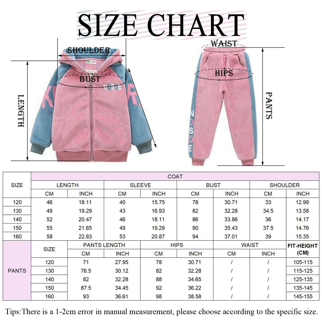 Kids Velvet Tracksuits,Cotton Jogging Suits,2-Piece Hooded Long Sleeve Sweatshirt + Pants Set,Girls Jacket,Casual Sports Wear - Astra Wear astrawear.ca