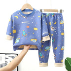 Kids Warm Pajama Sets Autumn Winter Plus Velvets Clothing Suits Boys Girls Fashion Print Pullover+Pants 2Pcs Outfits 1-14 Years - Astra Wear astrawear.ca