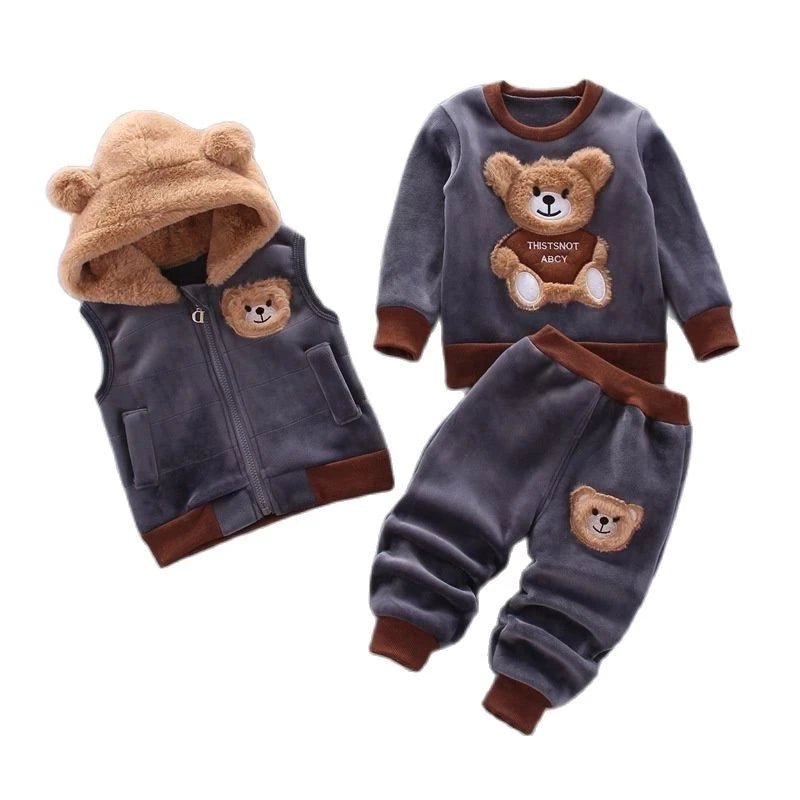 Kids Warm Pajama Sets Autumn Winter Plus Velvets Clothing Suits Boys Girls Fashion Print Pullover+Pants 2Pcs Outfits 1-14 Years - Astra Wear astrawear.ca