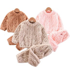 Kids Warm Pajama Sets Autumn Winter Plus Velvets Clothing Suits Boys Girls Fashion Print Pullover+Pants 2Pcs Outfits 1-14 Years - Astra Wear astrawear.ca