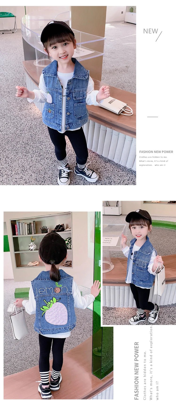 Lovely Baby Girls Denim Vest 2025 New Child Strawberry Clothes Korean Kids Design Sleeveless Jacket Toddler Cute Denim Waistcoat - Astra Wear astrawear.ca