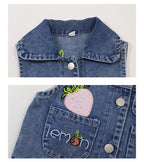 Lovely Baby Girls Denim Vest 2025 New Child Strawberry Clothes Korean Kids Design Sleeveless Jacket Toddler Cute Denim Waistcoat - Astra Wear astrawear.ca