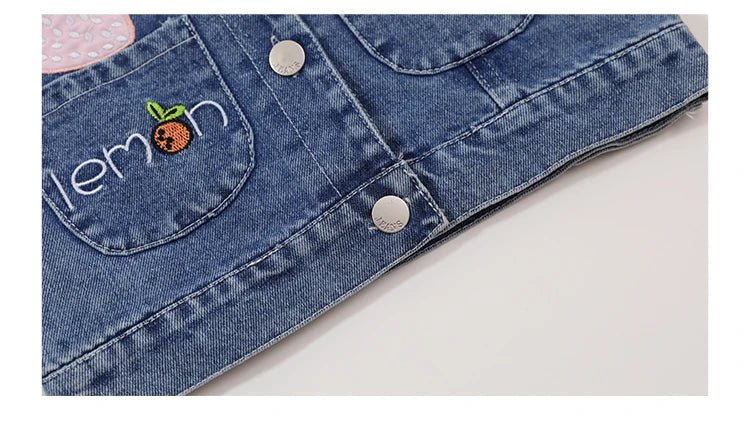 Lovely Baby Girls Denim Vest 2025 New Child Strawberry Clothes Korean Kids Design Sleeveless Jacket Toddler Cute Denim Waistcoat - Astra Wear astrawear.ca