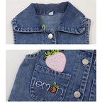 Lovely Baby Girls Denim Vest 2025 New Child Strawberry Clothes Korean Kids Design Sleeveless Jacket Toddler Cute Denim Waistcoat - Astra Wear astrawear.ca