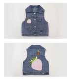 Lovely Baby Girls Denim Vest 2025 New Child Strawberry Clothes Korean Kids Design Sleeveless Jacket Toddler Cute Denim Waistcoat - Astra Wear astrawear.ca