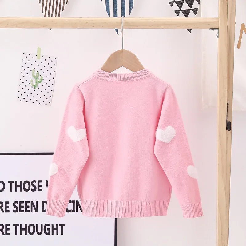 Manufacturer wholesale children's clothing girls' woolen cardigan 24 autumn new item baby mink love jacquard bag Core yarn sweat - Astra Wear astrawear.ca