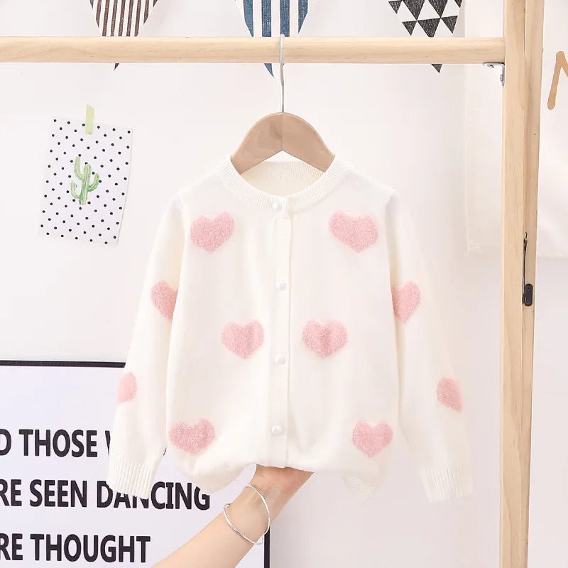 Manufacturer wholesale children's clothing girls' woolen cardigan 24 autumn new item baby mink love jacquard bag Core yarn sweat - Astra Wear astrawear.ca