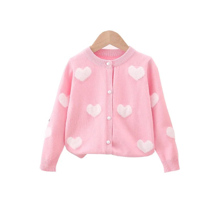 Manufacturer wholesale children's clothing girls' woolen cardigan 24 autumn new item baby mink love jacquard bag Core yarn sweat - Astra Wear astrawear.ca