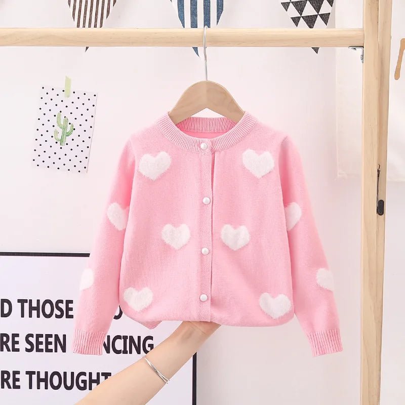 Manufacturer wholesale children's clothing girls' woolen cardigan 24 autumn new item baby mink love jacquard bag Core yarn sweat - Astra Wear astrawear.ca