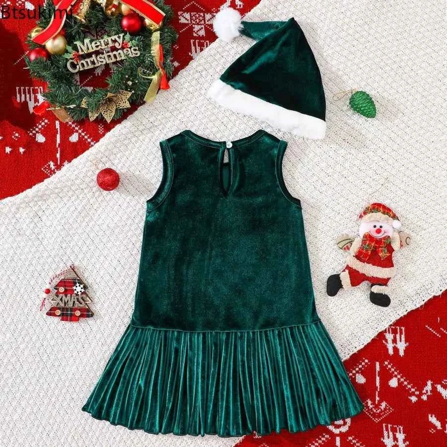New 1-6Y Baby Kids Velvet Dresses for Girls Sleeveless Stars Printed - Astra Wear astrawear.ca