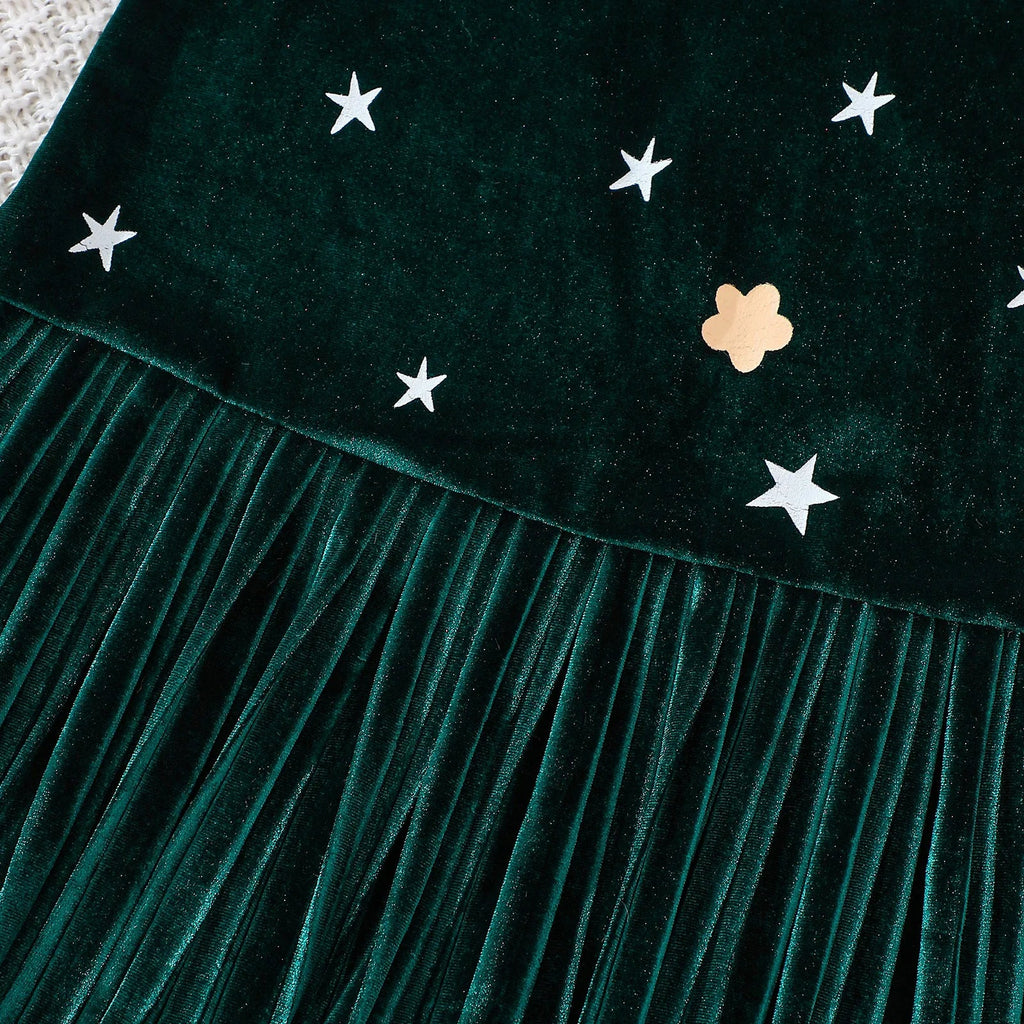 New 1-6Y Baby Kids Velvet Dresses for Girls Sleeveless Stars Printed - Astra Wear astrawear.ca