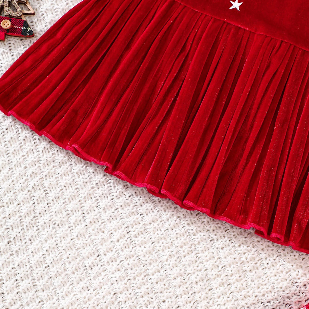 New 1-6Y Baby Kids Velvet Dresses for Girls Sleeveless Stars Printed - Astra Wear astrawear.ca