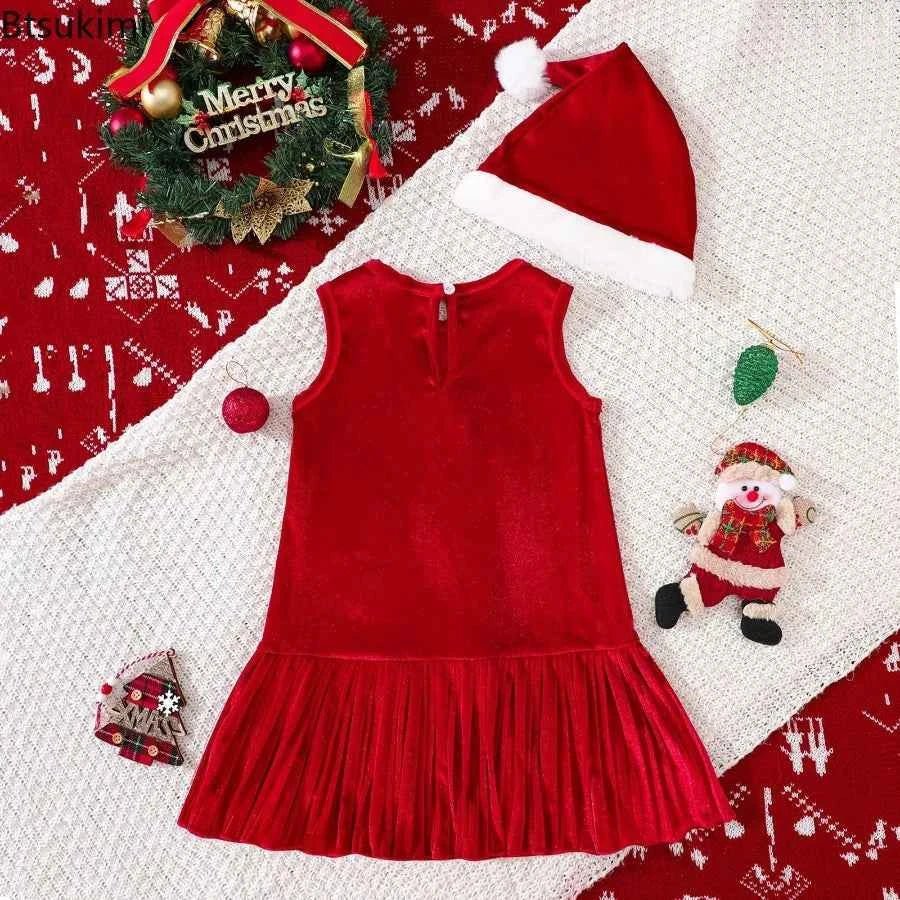 New 1-6Y Baby Kids Velvet Dresses for Girls Sleeveless Stars Printed - Astra Wear astrawear.ca