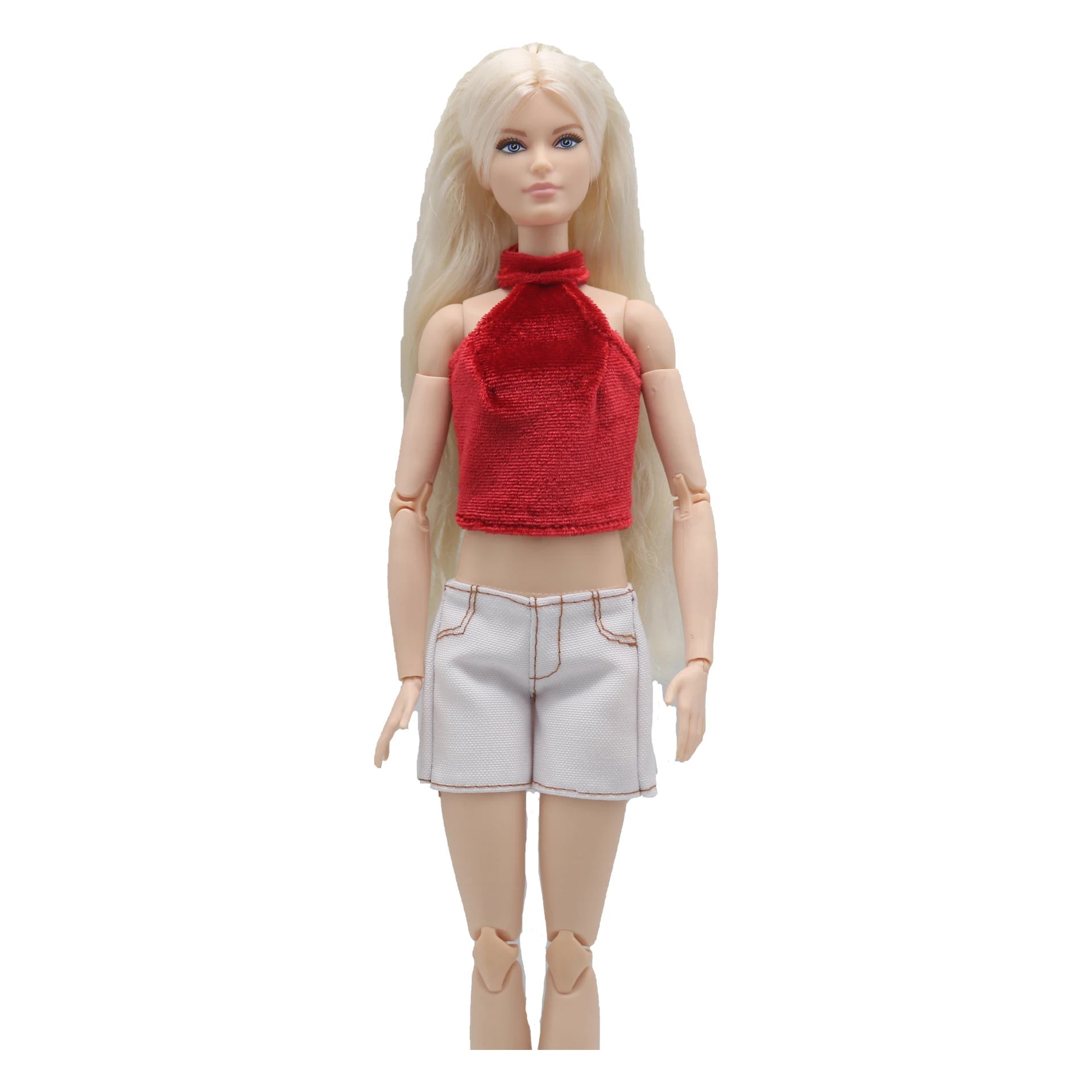 New 30cm 1/6 Doll jeans shorts velvet velvet halterneck vest set Daily Wear Clothes for Barbies doll Accessories - Astra Wear astrawear.ca
