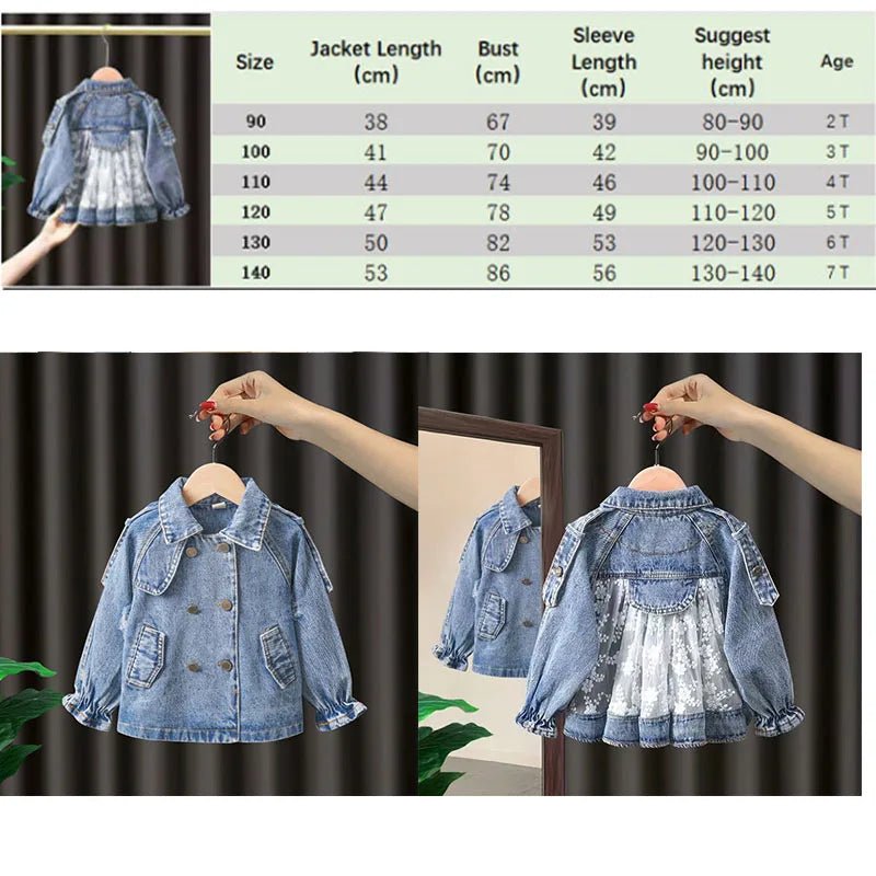 New Children's Denim Jackets Trench Jean Embroidery Jackets Girls - Astra Wear astrawear.ca