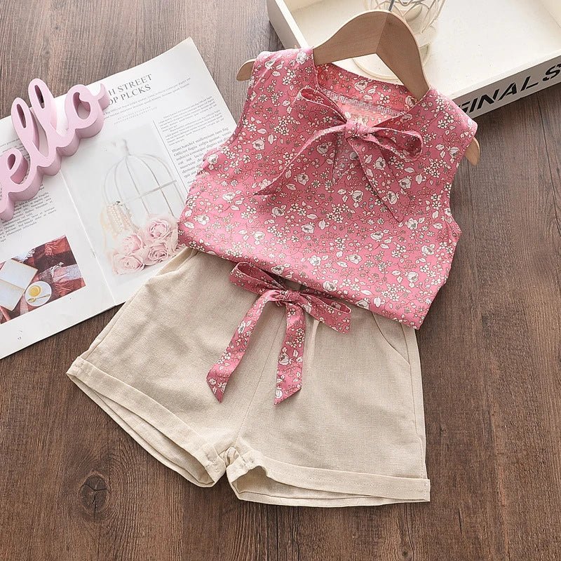 New Summer Baby Girls Clothes Children Sleeveless Vest Shorts 2Pcs/Sets Toddler Clothing Infant Fashion Costume Kids Tracksuits - Astra Wear astrawear.ca