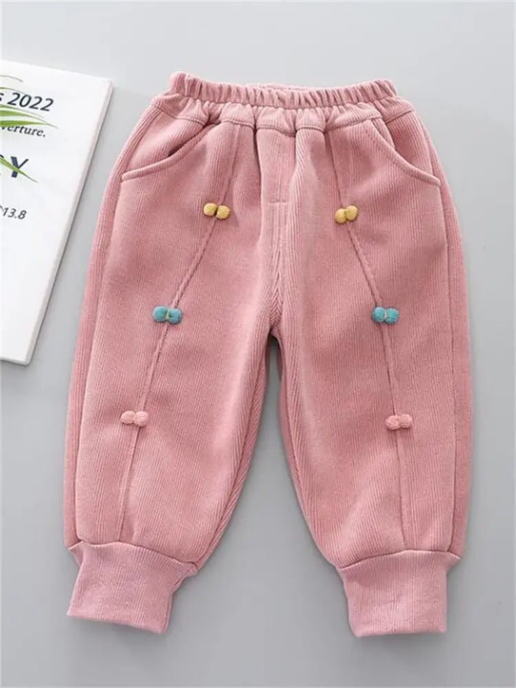 New Winter Children Clothes Kids Girls Thicken Warm Elastic Bow Pants Baby Cotton Clothing Infant Casual Trousers Leggings - Astra Wear astrawear.ca