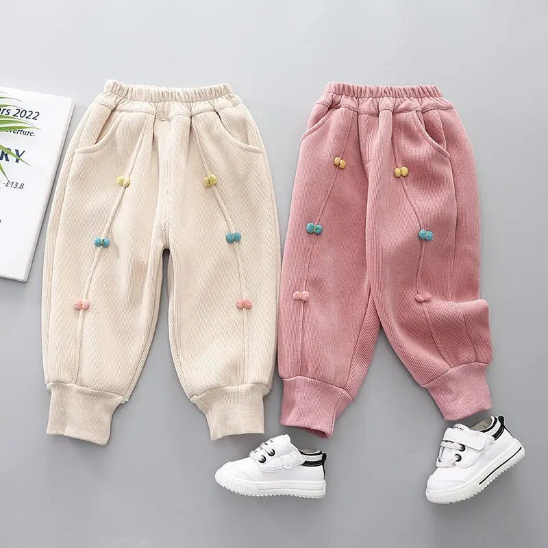 New Winter Children Clothes Kids Girls Thicken Warm Elastic Bow Pants Baby Cotton Clothing Infant Casual Trousers Leggings - Astra Wear astrawear.ca
