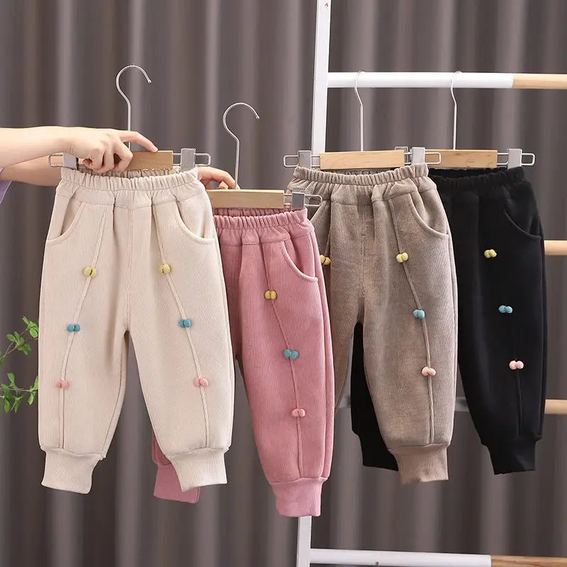 New Winter Children Clothes Kids Girls Thicken Warm Elastic Bow Pants Baby Cotton Clothing Infant Casual Trousers Leggings - Astra Wear astrawear.ca