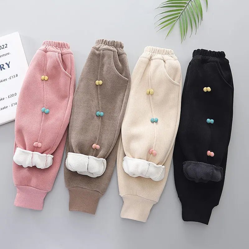 New Winter Children Clothes Kids Girls Thicken Warm Elastic Bow Pants Baby Cotton Clothing Infant Casual Trousers Leggings - Astra Wear astrawear.ca
