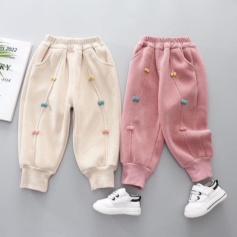 New Winter Children Clothes Kids Girls Thicken Warm Elastic Bow Pants Baby Cotton Clothing Infant Casual Trousers Leggings - Astra Wear astrawear.ca
