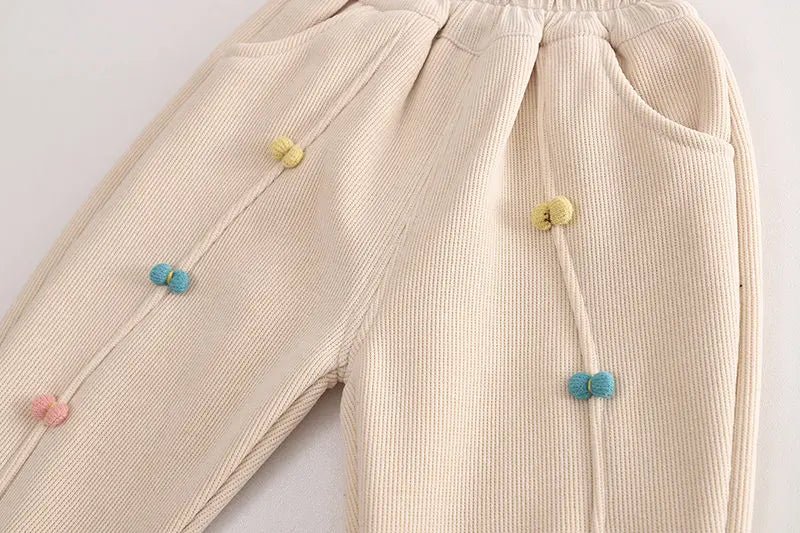 New Winter Children Clothes Kids Girls Thicken Warm Elastic Bow Pants Baby Cotton Clothing Infant Casual Trousers Leggings - Astra Wear astrawear.ca
