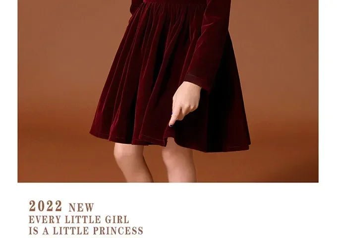New Year Vintage Velvet Dress for Girls Clothes Infants Red Dresses Children Outfits Costumes Princess Birthday Partywear - Astra Wear astrawear.ca