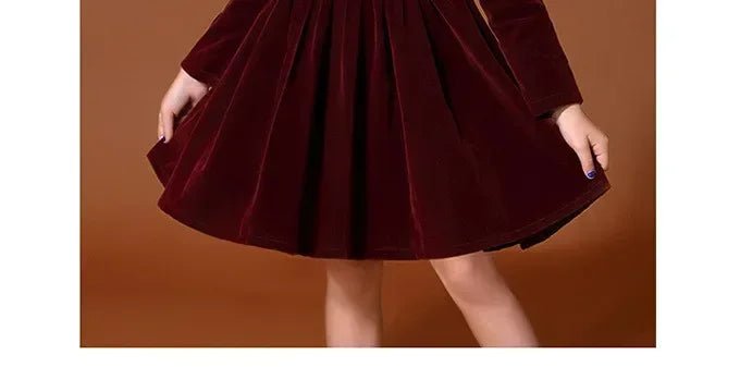 New Year Vintage Velvet Dress for Girls Clothes Infants Red Dresses Children Outfits Costumes Princess Birthday Partywear - Astra Wear astrawear.ca