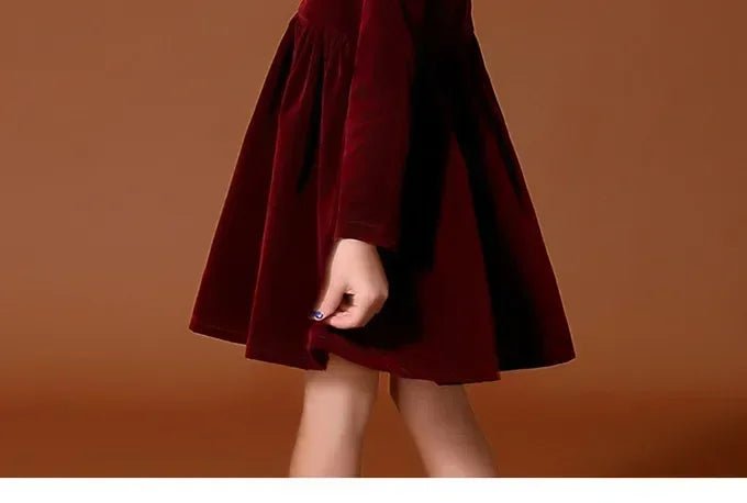 New Year Vintage Velvet Dress for Girls Clothes Infants Red Dresses Children Outfits Costumes Princess Birthday Partywear - Astra Wear astrawear.ca
