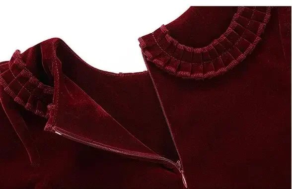 New Year Vintage Velvet Dress for Girls Clothes Infants Red Dresses Children Outfits Costumes Princess Birthday Partywear - Astra Wear astrawear.ca