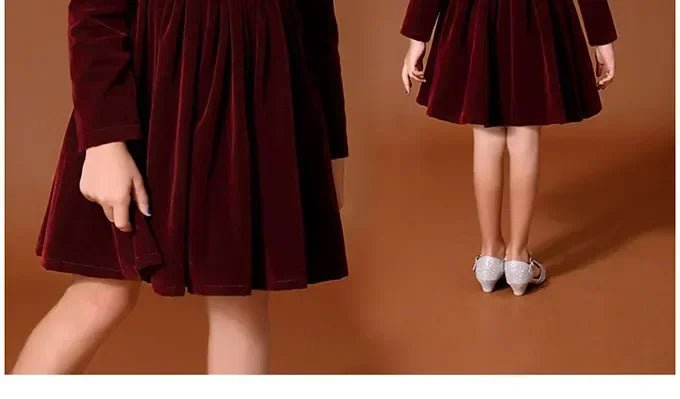 New Year Vintage Velvet Dress for Girls Clothes Infants Red Dresses Children Outfits Costumes Princess Birthday Partywear - Astra Wear astrawear.ca