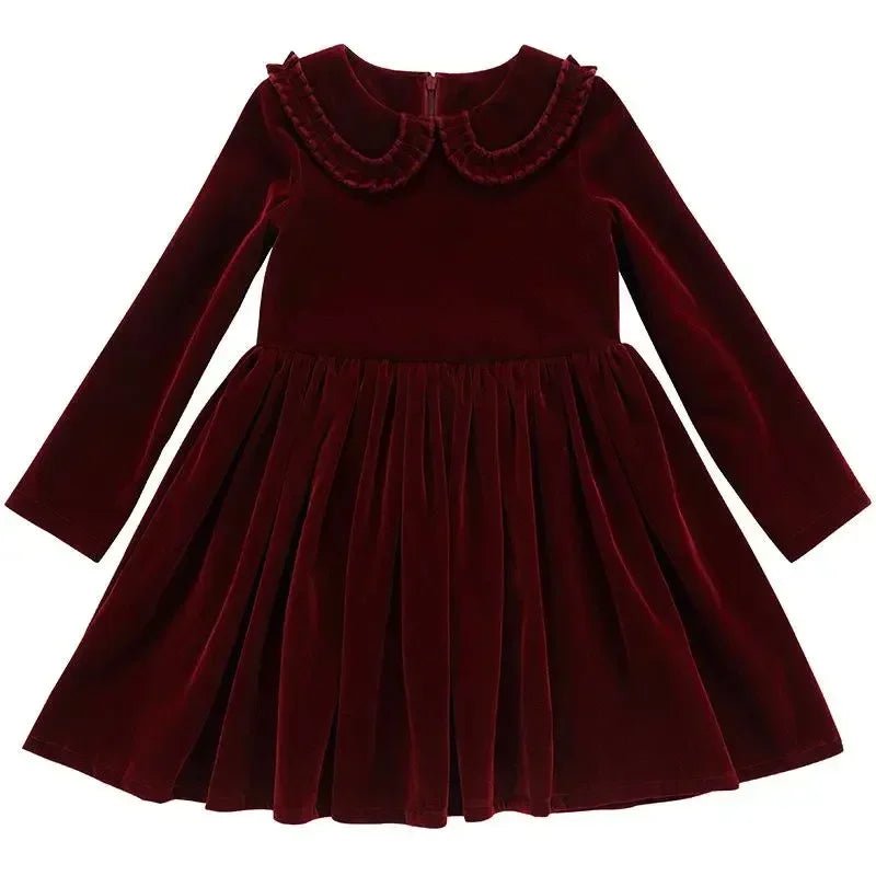 New Year Vintage Velvet Dress for Girls Clothes Infants Red Dresses Children Outfits Costumes Princess Birthday Partywear - Astra Wear astrawear.ca