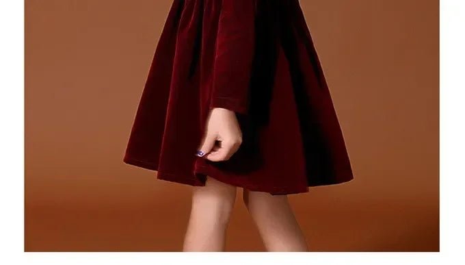 New Year Vintage Velvet Dress for Girls Clothes Infants Red Dresses Children Outfits Costumes Princess Birthday Partywear - Astra Wear astrawear.ca