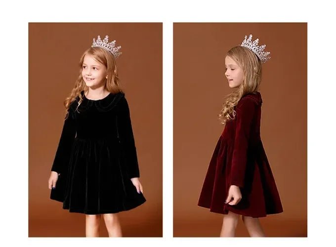 New Year Vintage Velvet Dress for Girls Clothes Infants Red Dresses Children Outfits Costumes Princess Birthday Partywear - Astra Wear astrawear.ca