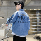 Stylish Kids Boys Distressed Denim Shirt Long Sleeve Vintage Washed Jean Top with Pocket Trendy Children's Casual Wear Age 5-14Y - Astra Wear astrawear.ca