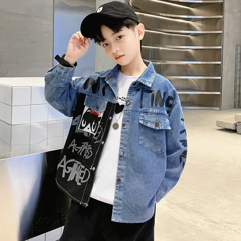 Stylish Kids Boys Distressed Denim Shirt Long Sleeve Vintage Washed Jean Top with Pocket Trendy Children's Casual Wear Age 5-14Y - Astra Wear astrawear.ca