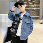 Stylish Kids Boys Distressed Denim Shirt Long Sleeve Vintage Washed Jean Top with Pocket Trendy Children's Casual Wear Age 5-14Y - Astra Wear astrawear.ca